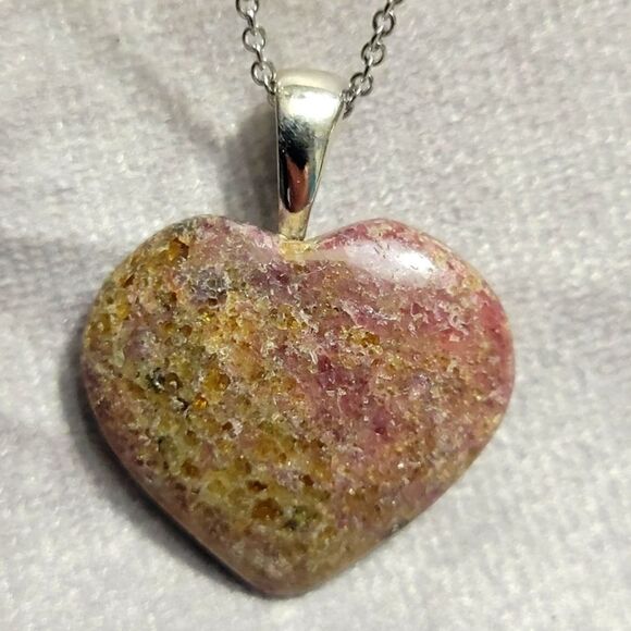 Karis Rhodonite Heart Pendant Necklace - Picture 1 of 15